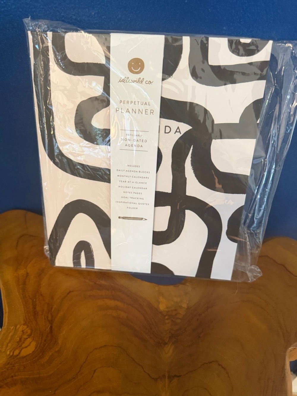 NWT Idlewild Co. Black & White Squiggle Refillable Perpetual Planner